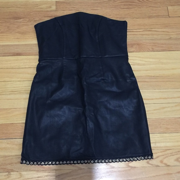minkpink leather dress MINKPINK | Dresses | Mink Pink Faux Leather Strapless Black Dress Sz M